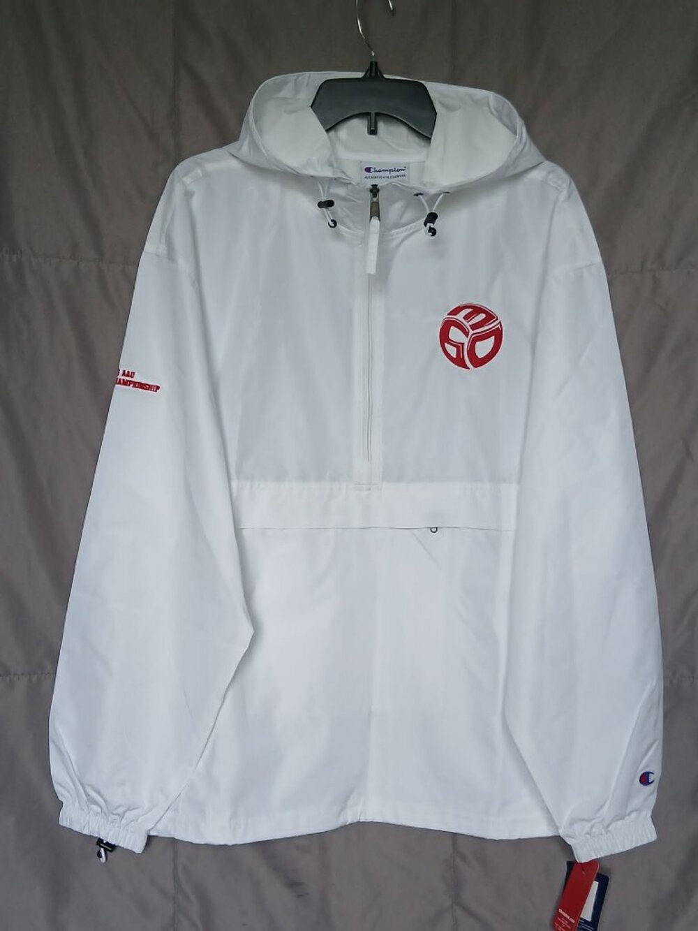 Champion White Hooded Packable Jacket size L